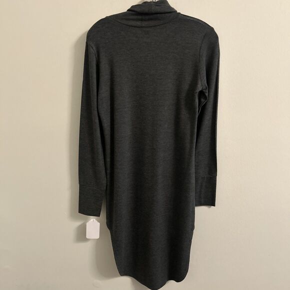GO Couture Black Gray Cowl Neck Tunic Dress Long Sleeve Hi Lo Women’s Large NWT - Picture 7 of 8
